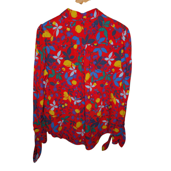 Anthropologie MAEVE Blithe Button Down Shirt Red Fruit Floral Challis - Picture 4 of 8